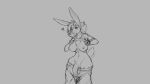  &lt;3 16:9 2018 anthro big_breasts breasts buckteeth chest_tuft dickgirl flaccid flashing grey_background hair hi_res intersex julie_(the_hunt) lagomorph leporid mammal monochrome navel nipples penis rabbit simple_background smile snout solo teeth the_hunt tuft watsup wide_hips 