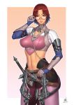  armor ero-chong glasses highres red_hair sword weapon 