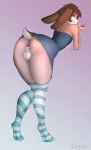  anthro balls butt butt_vibrator clothed clothing dress girly hi_res lagomorph legwear leporid looking_at_viewer male mammal partially_clothed presenting rabbit sex_toy simple_background stockings submissive thigh_highs vibrator zoyler 