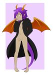  absurd_res balls barefoot clothed clothing coat collar digital_media_(artwork) dragon enookie fan_character feet flaccid hair hi_res horn humanoid humanoid_feet humanoid_penis looking_at_viewer male navel not_furry nude partially_clothed penis pointy_ears purple_hair simple_background smile solo spyro_the_dragon toes video_games wings yellow_eyes 