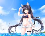  animal_ears bikini cleavage garter gukukim kyaru megane nekomimi princess_connect!_re:dive swimsuits tail wet 