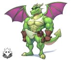  anthro balls biceps bulge claws clothing dragon elfein erection erection_under_clothing gloves hammer horn humanoid_penis looking_at_viewer male navel nestor_(spyro) nipples pecs penis scalie smile solo spyro_reignited_trilogy spyro_the_dragon tools video_games western_dragon wings 