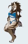  2019 anthro breasts canid canine clothed clothing female hair hi_res looking_at_viewer mammal navel sillysinz simple_background smile solo white_background 