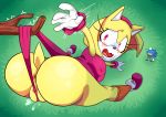  absurd_res anthro anus blush breasts butt fan_character female hi_res pussy pussy_floss pussy_juice saltwatertoffee sonic_(series) sonic_the_hedgehog stuck sunshine_the_hedgehog suspension 