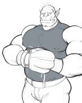  absurd_res baseball_uniform clothing hi_res humanoid maldu male nipple_outline not_furry orc simple_background solo sportswear uniform white_background 
