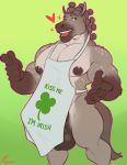  &lt;3 2019 5_fingers absurd_res anthro apron apron_only balls biceps big_muscles black_balls black_fur black_nipples clothing clover declan_o&#039;hara digital_media_(artwork) draft_horse english_text equid equine eyebrows four_leaf_clover front_view fur gesture gradient_background green_eyes grey_eyebrows grey_fur grey_mane grey_teeth hi_res horse humanoid_hands irish looking_at_viewer male mammal mane marlon.cores mostly_nude multicolored_fur muscular muscular_male nipples open_mouth pecs pointing portrait signature simple_background smile solo standing teeth text three-quarter_portrait 