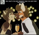  &lt;3 anthro ask_blog beard ben_(roanoak) beverage canid canine canis clothing date dress english_text eyes_closed facial_hair female glass hair male male/female mammal maned_wolf patreon ring roanoak romantic sandra_(roanoak) teeth text wolf 