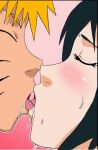  1boy 1girl black_hair blonde_hair kissing naruto naruto_(series) older_woman shizune_(naruto) 