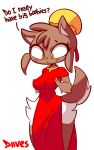  2019 2d_animation 5:8 animated anthro baozi_(diives) biped breasts brown_fur chinese_clothing chinese_dress clothed clothing dark_fur dialogue diives dress english_text female fur hip_tuft light_fur multicolored_fur pale_fur partially_clothed pelvic_curtain red_clothing signature solo standing text torn_clothing two_tone_fur white_fur yellow_eyes 