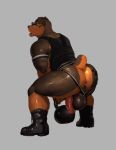  anthro backsack balls big_balls boots butt canid canine canis clothing clothing_aside domestic_dog eyewear flaccid footwear glasses hi_res humanoid_penis jockstrap kristakeshi male mammal mastiff molosser muscular muscular_male open_mouth penis rottweiler shirt solo tank_top topwear underwear underwear_aside 