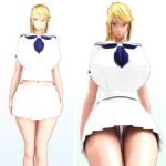  1girl 286c blonde_hair breasts highres huge_breasts metroid nintendo panties samus_aran school_uniform solo underwear 