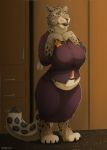  5:7 absurd_res akkusky anthro clothed clothing curvaceous felid feline female fur hi_res inside lips mammal slightly_chubby solo standing thick_bottom_lip whiskers 