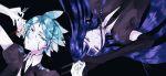  2others androgynous aqua_eyes aqua_hair bangs black_background blue_eyes blue_hair blunt_bangs colored_eyelashes crack cracked crystal_hair elbow_gloves gem_uniform_(houseki_no_kuni) gloves hime_cut houseki_no_kuni lapis_lazuli_(houseki_no_kuni) long_hair looking_at_viewer multiple_others necktie phosphophyllite saku_(saku5991) short_hair upper_body white_skin 