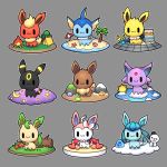  1:1 2018 :3 alternate_version_at_source black_eyes chibi cjsux eevee eeveelution espeon evolution flareon front_view glaceon grey_background jolteon leafeon looking_at_viewer multiple_images nintendo pok&eacute;mon pok&eacute;mon_(species) simple_background sylveon umbreon vaporeon video_games 