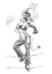  2019 anthro athletic belly_dancing camel camelid clothed clothing dancing digital_media_(artwork) female fighting_ring hair harem_outfit hi_res legwear lonewolf_(343) long_hair mammal mask midriff monochrome navel rope rubber_(character) satin simple_background sketch solo tube_top 