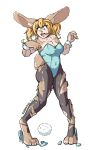  2017 alpha_channel anthro blonde_hair blue_eyes breasts buckteeth bunny_costume cassandra_(repeatedmeme_42) clothing costume digitigrade female hair kdhynamo lagomorph legwear leporid mammal open_mouth pantyhose pigtails rabbit simple_background solo surprise teeth torn_clothing transformation transparent_background 