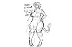  17:11 big_breasts bovid bovine breasts dialogue english_text female fur hair lactating mammal milk monochrome nipples nude simple_background solo teats text thick_thighs udders watsup white_background 