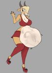  abdominal_bulge antelope anthro belly big_belly bovid breasts carnivorousvixen clothing disney female female_pred gazelle gazelle_(zootopia) grant&#039;s_gazelle hi_res legwear mammal midriff nanger oral_vore simple_background smile thigh_highs true_antelope vore wave zootopia 