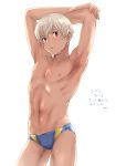  @@@ armpit black_eyes bulge character_request granblue_fantasy muscle silver_hair simple_background solo tank_top underwear white_background 