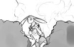  17:11 anthro breasts changeling_tale clothing crown effie_(changeling_tale) female lagomorph leporid mammal monochrome nipples nude plant rabbit shrub simple_background solo watsup white_background 
