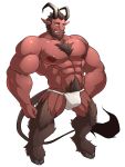  abs absurd_res beard body_hair bovid caprine caprine_demon chest_hair clothed clothing demon facial_hair full-length_portrait fundoshi goat_demon hi_res hooves japanese_clothing maldu male mammal muscular muscular_male navel nipples pecs portrait pubes simple_background solo topless underwear white_background 