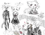  ! 9:7 anthro bottomwear clothed clothing digital_media_(artwork) domestic_cat eyelashes felid feline felis female fur haiyan long_eyelashes male mammal noseless school_uniform skirt text uniform 