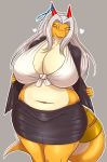  &lt;3 absurd_res aisyah_zaskia_harnny anthro big_breasts breasts clothed clothing dragon female harnny hi_res horn huge_breasts mature_female navel open_mouth open_shirt slightly_chubby smile solo voluptuous 