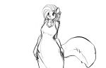  17:11 blush clothed clothing female hair mammal mephitid monochrome simple_background skunk solo watsup white_background 