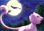  blastoise blue_eyes charizard cloud cloudy_sky creatures_(company) flying full_moon game_freak gen_1_pokemon gyarados kuroa_(kuroan) mew mewtwo moon night night_sky ninetales nintendo no_humans outdoors pikachu pokemon sky 