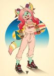  canid canine clothing female fiji_(johann) fox fox-pop hi_res horn mammal skateboard solo text 