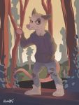  absurd_res anthro chest_tuft clothed clothing detailed_background didelphid evening fur grey_fur hi_res hitchhiking hoodie impatient jeans male mammal marsupial outside pants pink_nose pink_tail pockets rhysio scootfox sneakers solo standing tan_fur tree tricolor tuft virginia_opossum whiskers 
