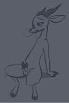  2019 antelope anthro arm_support balls blue_background blue_theme blush bovid breath chest_tuft erection facial_markings fuel_(artist) fuel_(character) gazelle half-closed_eyes hi_res holding_penis horn male mammal markings masturbation monochrome nude penile penile_masturbation penis precum simple_background sitting solo tuft 