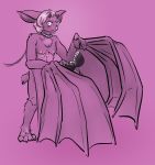  &lt;3 anthro blush bra chest_tuft chiropteran clothing collar hair hi_res horn kullax leash looking_at_viewer male mammal nude pink_background redacted short_hair simple_background solo standing tuft underwear wings 