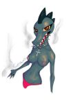  anthro bea_santello breasts clothed clothing crocodile crocodilian crocodylid female looking_at_viewer night_in_the_woods nipples portrait reptile scalie signature simple_background sketch slapfuzzy smoking solo topless video_games white_background 