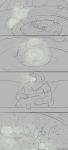  2016 ambiguous_gender anthro black_and_grey breath bubble burping canid canine canis clothed clothing comic domestic_dog duo eating eyes_closed female fiberopticfeline fluffy fluffy_hair fluffy_tail food front_view fur grey_background hair hair_over_eye hand_on_stomach hi_res internal larger_pred line_art long_hair macro mammal micro monochrome multiple_scenes neck_tuft open_mouth oral_vore short_hair shrinking simple_background size_difference smaller_prey soft_vore stomach teeth text three-quarter_view tuft ursid vore watermark 
