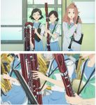  :d :o bassoon black_hair blouse blue_neckwear blue_sailor_collar blue_skirt brown_hair cardigan contrabassoon double_bun euphonium eyes_closed folder green_neckwear green_sailor_collar grey_cardigan hair_ornament hibike!_euphonium highres instrument kabutodani_eru kenzaki_ririka koteyama_suruga liz_to_aoi_tori multiple_girls music_stand neckstrap oboe open_mouth sailor_collar saxophone school_uniform screencap serafuku skirt smile star star_hair_ornament tenor_saxophone tuba white_blouse window 