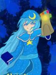  blue_clothes blue_eyes blue_hair crossover infinity_gauntlet lowres meme smug thanos touhou touhou_hell yuuto_ichika 