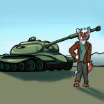 1:1 anonymous_artist canid canine cccp clothed clothing fox hi_res machine mammal nikolai ranged_weapon russian soviet_union tank vehicle weapon 