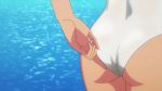  1girl animated animated_gif ass ass_focus bokutachi_wa_benkyou_ga_dekinai close-up dark_skin one-piece_swimsuit screencap swimsuit swimsuit_pull takemoto_uruka tan 