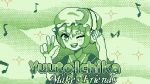  game_cg green headphones monochrome musical_note pixel_art title_screen touhou touhou_hell yuuto_ichika 