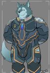  breke canid canine canis clothing fur hi_res male mammal muscular pecs radcanine solo space_outfit tokyo_afterschool_summoners video_games wolf zipper 