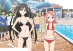  2girls black_hair blue_eyes highres mayo_chiki! multiple_girls pink_hair red_eyes sakamachi_kureha suzutsuki_kanade swimsuit 