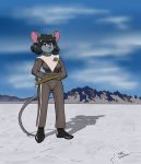  anthro black_hair black_nose breasts clothed clothing female fur grey_fur hair hi_res mammal mouse murid murine ray_gun rodent sailoranna solo space_mouse 