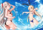  2girls amatsukaze_(kancolle) bikini kantai_collection long_hair scan shimakaze_(kancolle) swimsuit takanashi_kei_(hitsujikan) water 