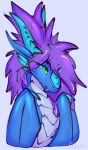  2019 digital_media_(artwork) dragon female feral green_eyes hair oksara purple_hair rubber scalie shiny simple_background solo western_dragon white_background 