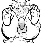  anthro balls blush feet flaccid foot_focus fur hat kaboozey looking_at_viewer male mammal mostly_nude open_mouth pawpads penis solo sweat uncut 