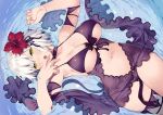  bikini bikini_top fate/grand_order fate_(series) flowers jeanne_d&#039;arc_alter navel short_hair swimsuit tachibana_yuu wet white_hair 