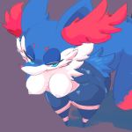  anthro braixen breasts clothing dipstick_tail inner_ear_fluff legwear multicolored_tail nintendo nipples pok&eacute;mon pok&eacute;mon_(species) seductive solo source_request stockings uriell3 video_games 