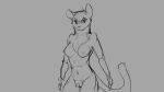  16:9 2018 4k absurd_res annoyed anthro blush breasts chest_tuft domestic_cat felid feline felis female grey_background hi_res mammal monochrome navel nipples nude pussy simple_background sketch solo standing tuft watsup 