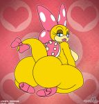  anthro big_butt blue_eyes breasts butt clothing digital_media_(artwork) eyelashes female footwear hair_ribbon hi_res huge_butt invalid_tag kirrol koopa koopaling lips lipstick looking_at_viewer makeup mario_bros nintendo rear_view ribbons scalie shoes side_boob simple_background sitting smile solo sssonic2 thick_thighs video_games wendy_o_koopa 